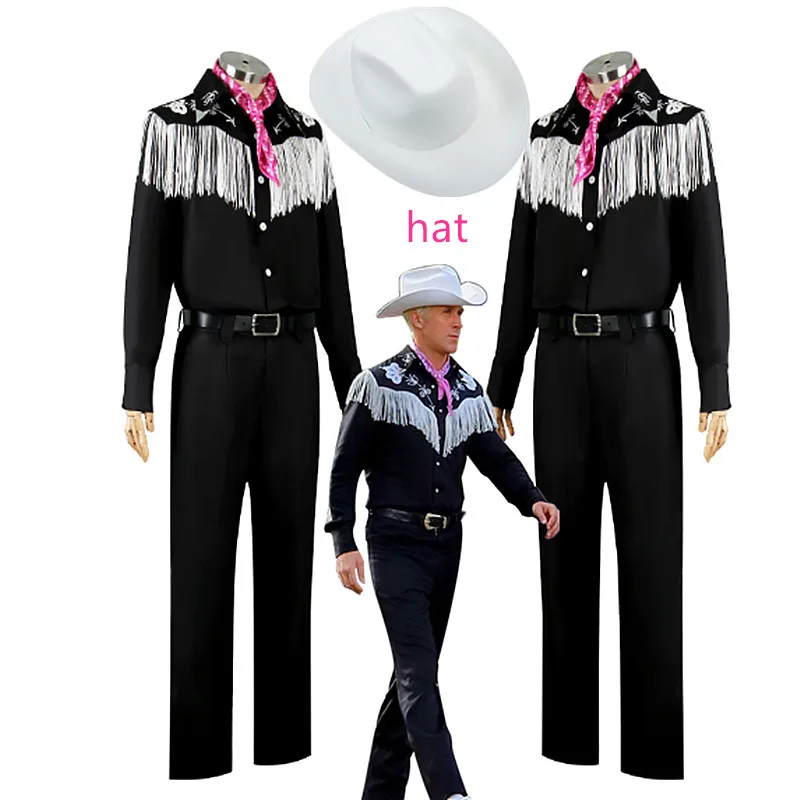 Movie Barbi Ken Ryan Gosling Cosplay Costume Women Men Kids Cowboy Hat Shirt Pants Suit Wig Party Halloween Uniform Full Costume