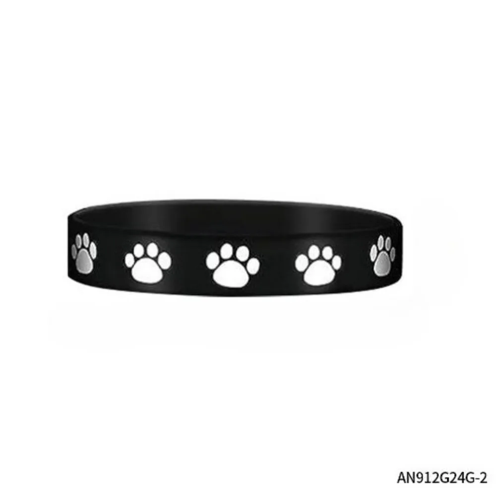 

PESENAR Cute Dog Paw Print Silicone Wristband, Black Rubber Bracelet with Paw Pattern, Perfect for Dog Birthday Parties, Pet The