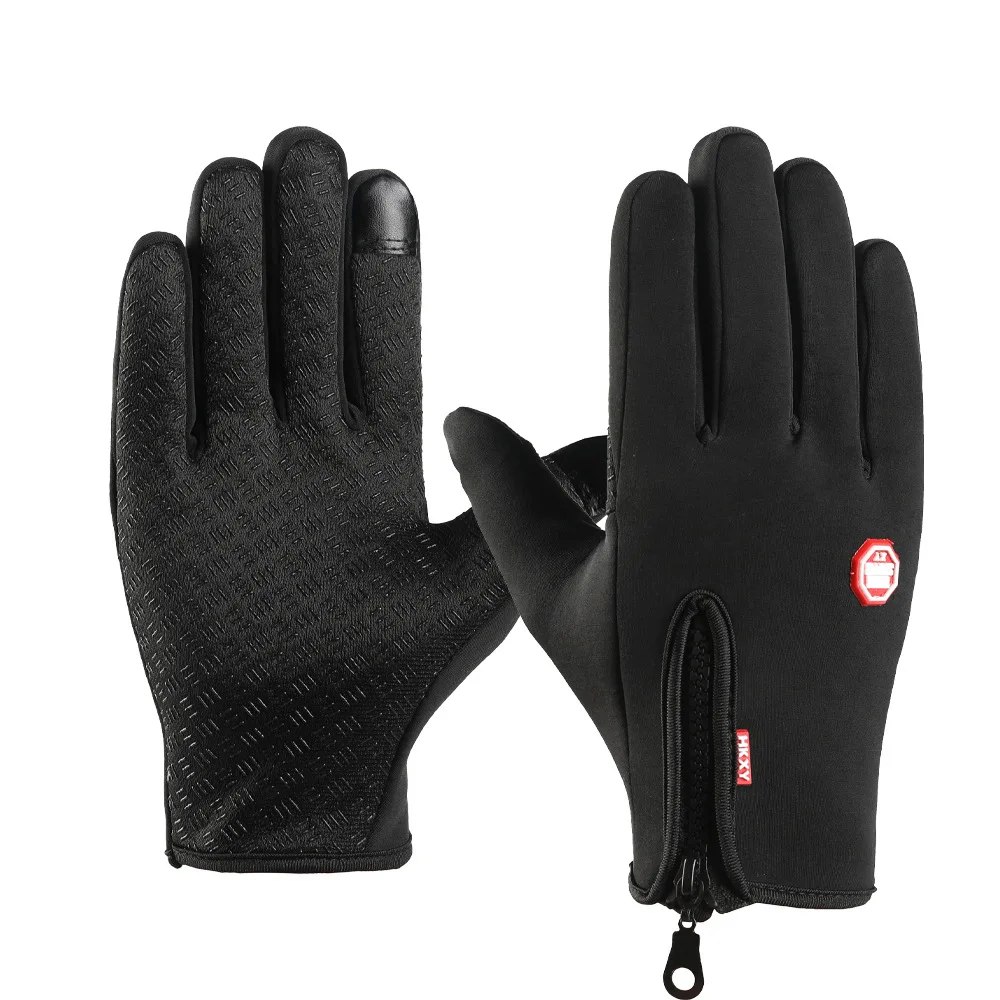 

Men Women Cycling Winter Warm Sport Gloves Touchscreen Outdoor Fishing Splash-proof Skiing Snowboard Nonslip Zipper Gloves