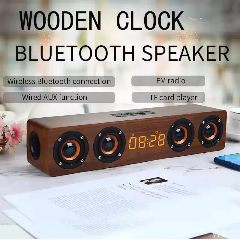 

HIFI Wooden Bluetooth Speaker High Power 4 Speakers PC/TV SoundBar Wireless Home Theater Portable Sound Column FM Caixa De Som