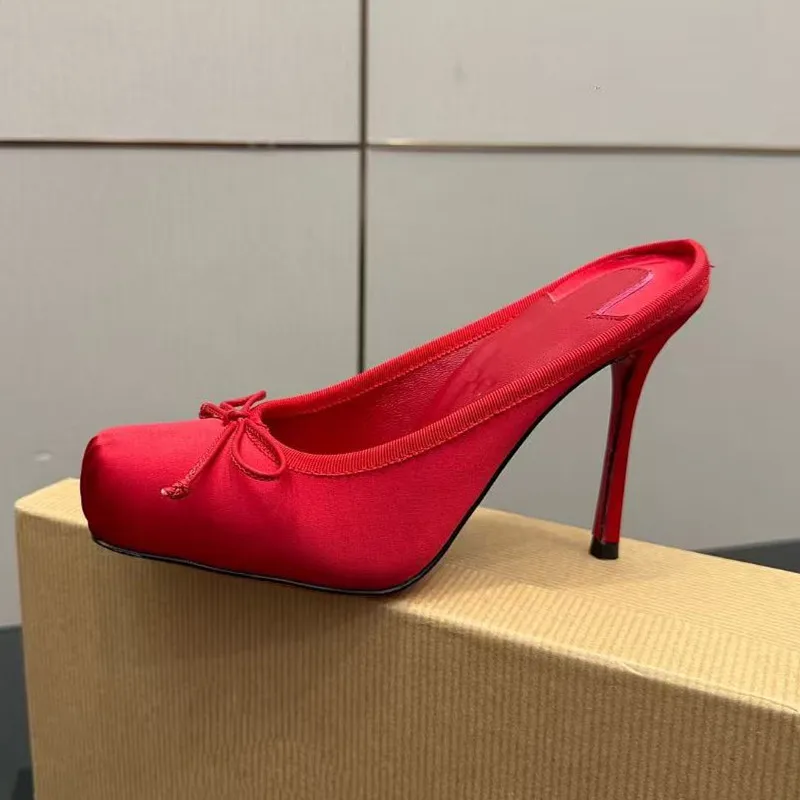 

spring Summer New Style Women High Heels Shoes for Woman's Square Toe Shallow Butterfly-Knot Pumps Sexy Ladies Party Flip-Flops