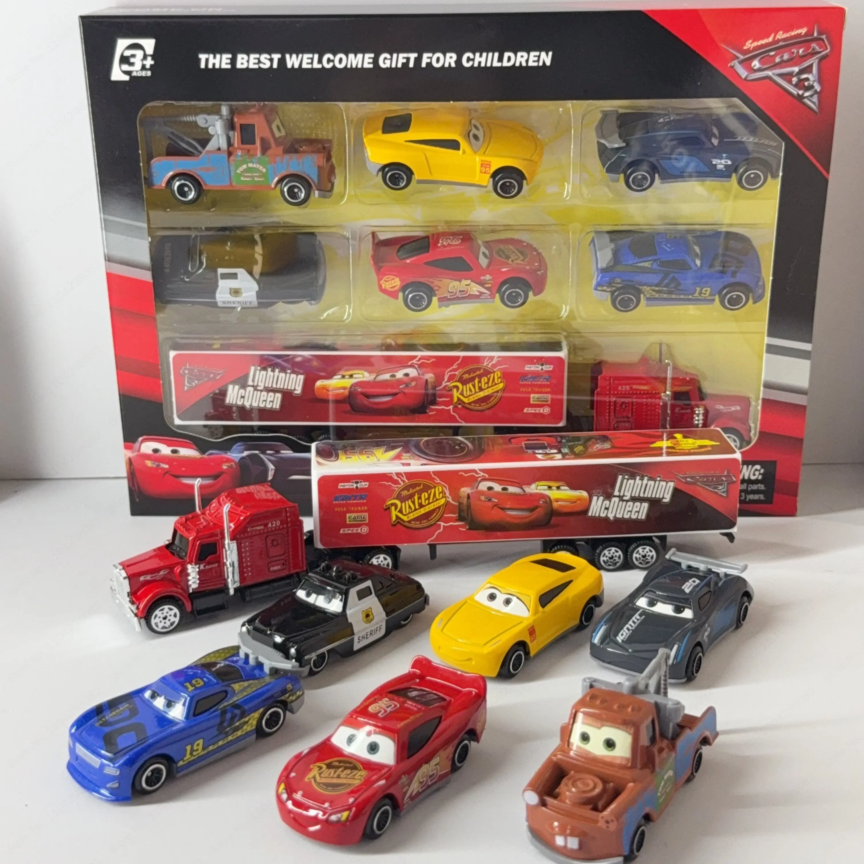 Heißer Verkauf: Cars 3 Legierung-Automodell-Set in Geschenkbox – Lightning Mc Transportable Trucks Rennfahrzeug-Spielzeug, Sammlerstück, Geschenk – Detail 8