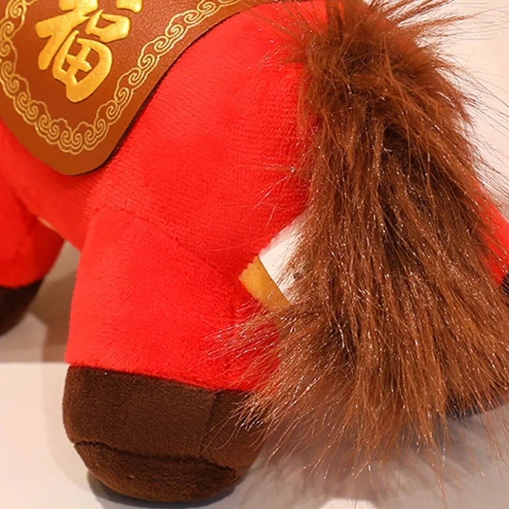 Peluche mascotte 2026 cavallo buona fortuna carino cavallo farcito Kawaii creativo zodiaco pony figurine anno di cavallo