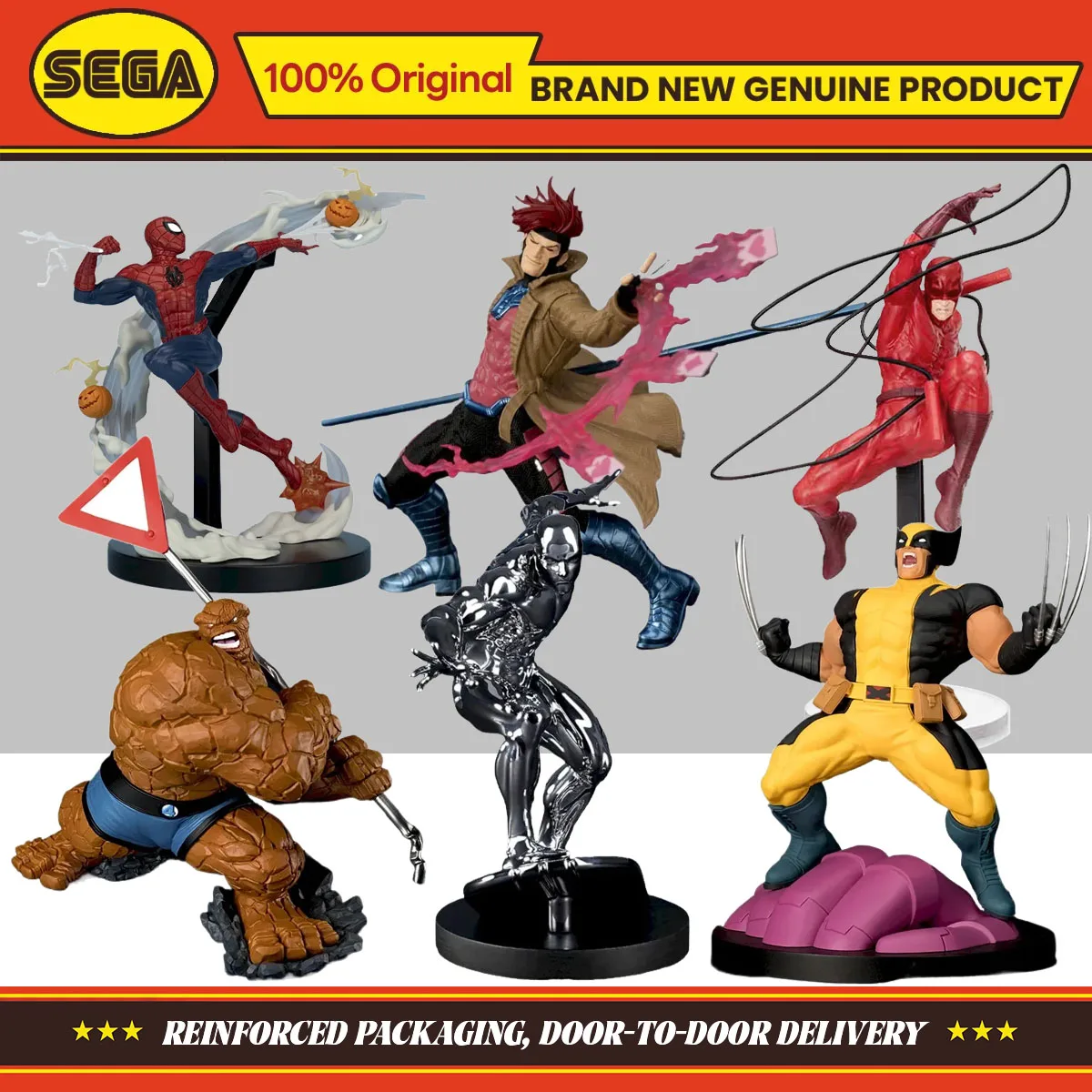 En Stock, juguetes originales SEGA Marvel Spider-Man, Wolverine, Devil, Gambit, la cosa y Silver Surfer, colección de figuras, modelo regalo