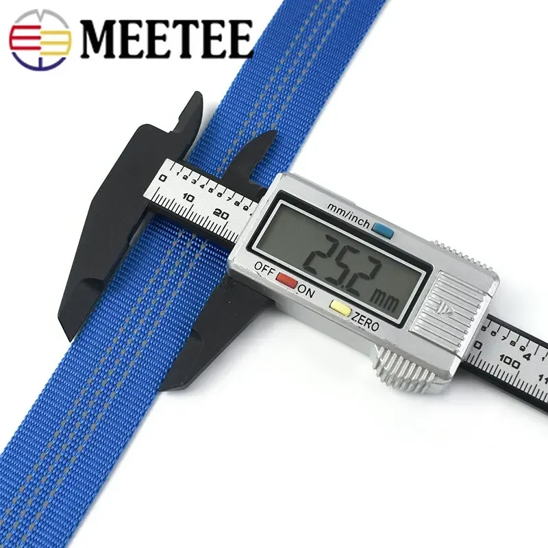 3/5/10M Meetee 25mm Nylon Tubular Webbing Tapes Reflective Band Ribbon for Sewing Bag Strap Belt Dog Leash Accessories