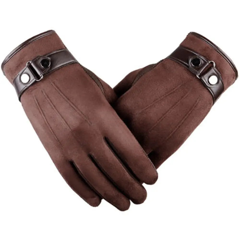 

Men Leather Gloves Touch Screen Mitten Thermal Fleece Lined Driving Mitten Fashion Winter Thicken Warm Gloves Gift luva couro