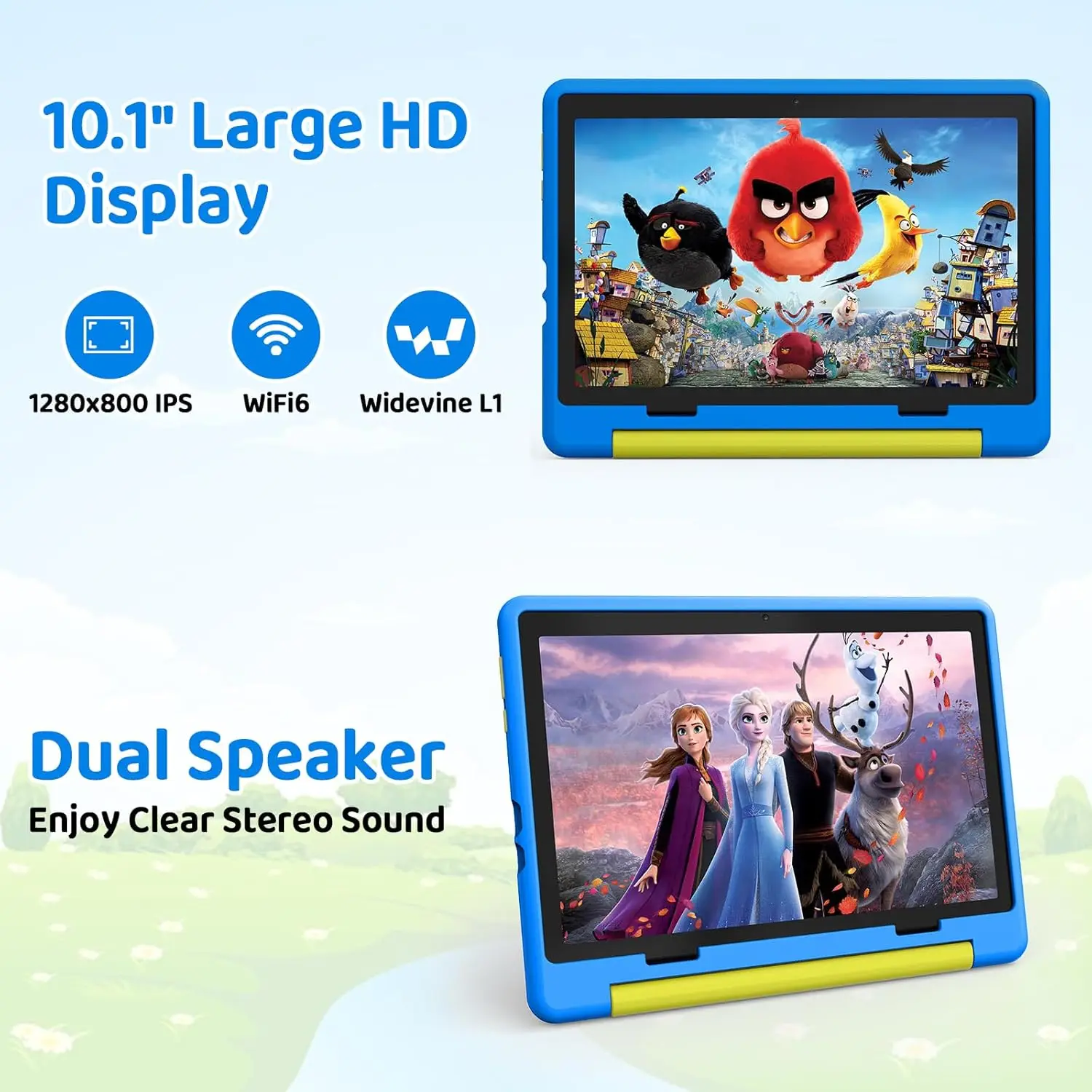 URAO 10 pollici modello cartone animato tablet per bambini Android Octa-Core 8 GB RAM 64 GB ROM giochi educativi per l'apprendimento compresse regali per bambini