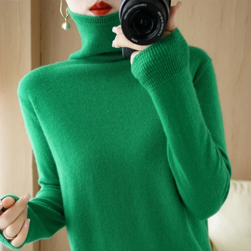 

Turtleneck Sweater Women Autumn Winter Elasticity Bottom Shirt Long-sleeve Knitted Pullover Lady Top All-match Cashmere Sweaters