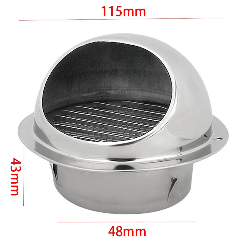 Stainless Steel Ventilation Exhaust Grille Round Brushed Bull Nosed External Extractor Wall Vent Outlet Vent Grille Cooling Vent