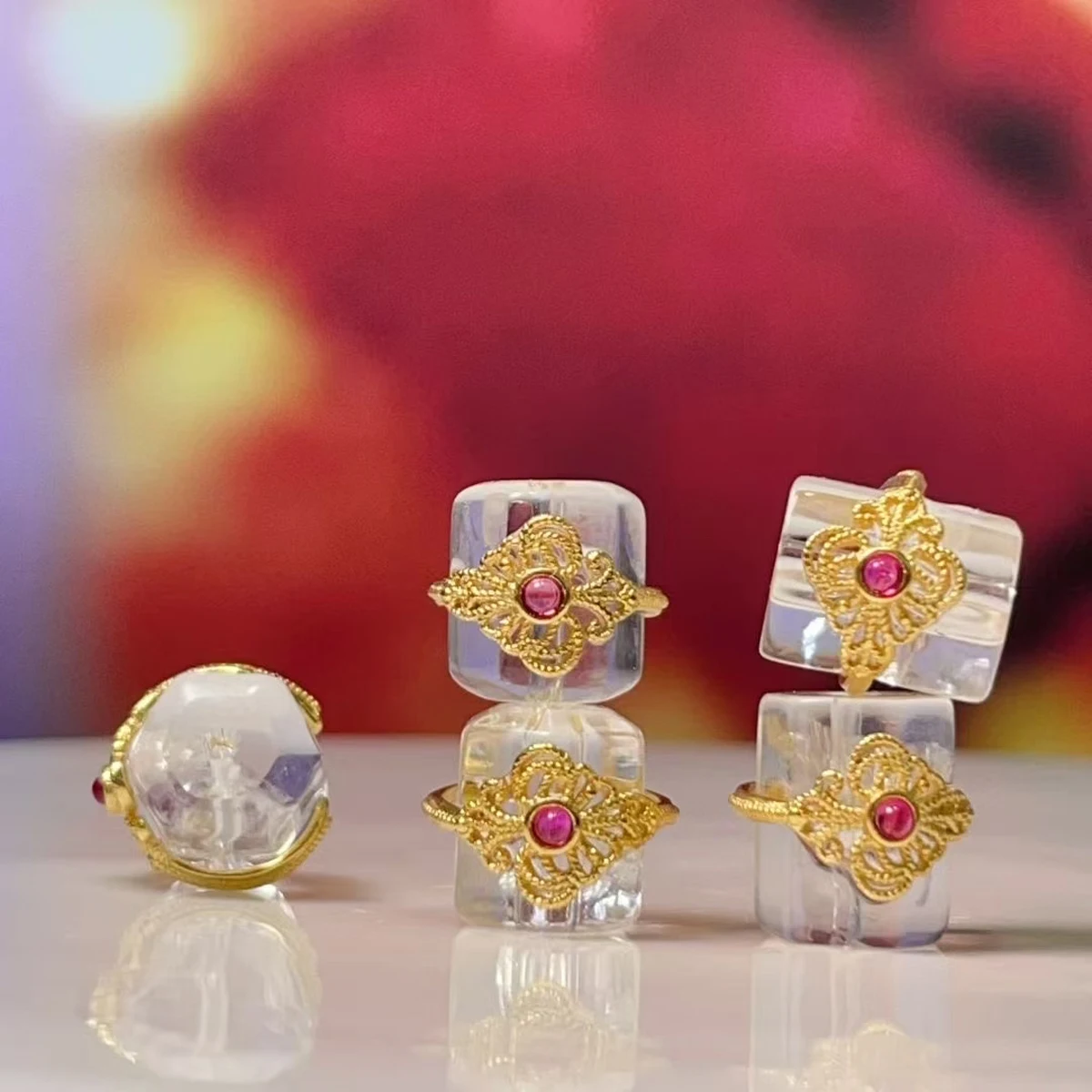 

5Pcs Natural Stone Beads Gold Plated Clear Quartz Loose Spacer Beads for Women Jewelry Making DIY Earring Necklace Accessories