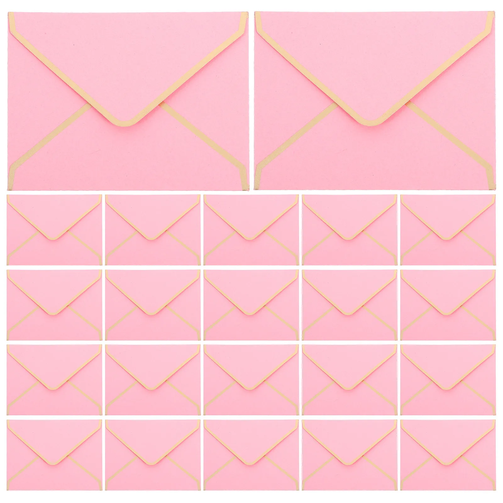 

50Pcs Smooth Texture Delicate Gold-Trimmed Compact Envelopes for Blank Invitations Business Cards Gift Tags Placeholders Elegant