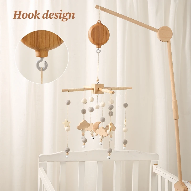 Revolving Music Box For Newborns Baby Crib Imitation Wood Color Hanging Rattle Baby Soothing Musical Toys 0-12 Months Baby Gift