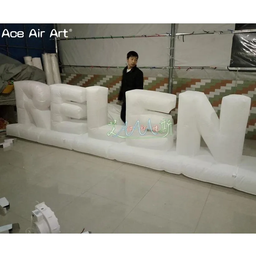 Beautiful Led Lighted Inflatable Letter Alphabet  Model with Base for Decoration Advertising