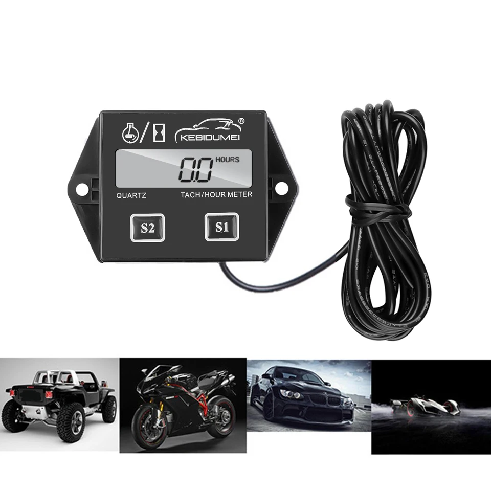 Oversea Digital Engine Tach Hour Meter Tachometer Gauge Inductive Display For Motorcycle Motor Marine chainsaw pit bike Boats