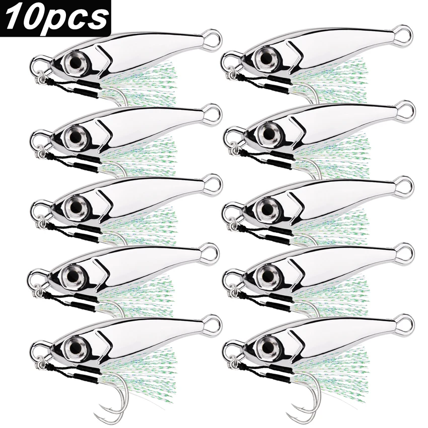 10 Iscas de Pesca em Liga de Zinco com Olhos 3D, Iscas Metálicas Jig, Iscas de Spinning, Iscas Minnow Afundantes, Equipamento de Pesca 30g 40g 60g 80g