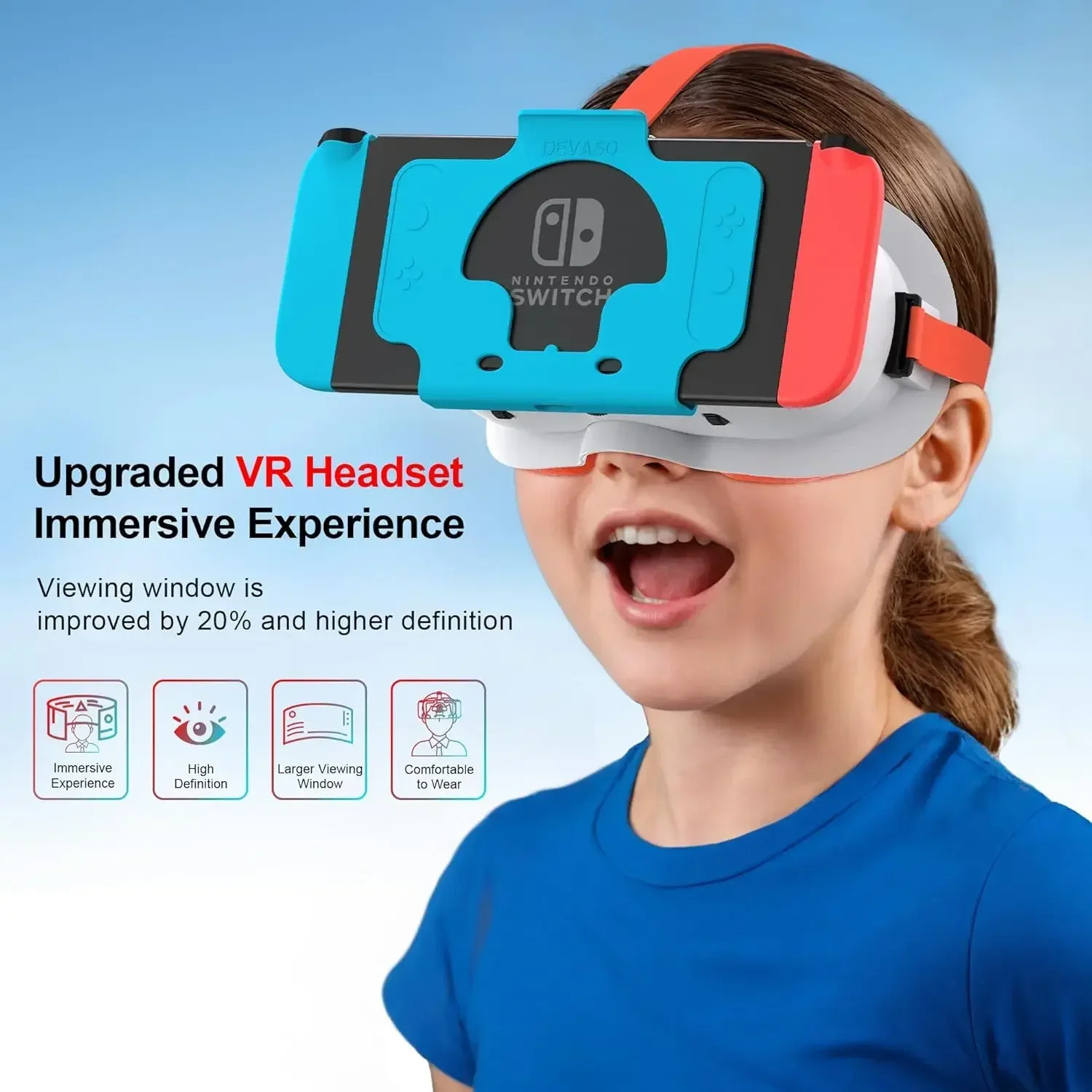 For Nintendo Switch OLED VR Headset 3D Glasses Virtual Reality Movies NS VR Immersive Gaming Experience Headband Adjustable Lens