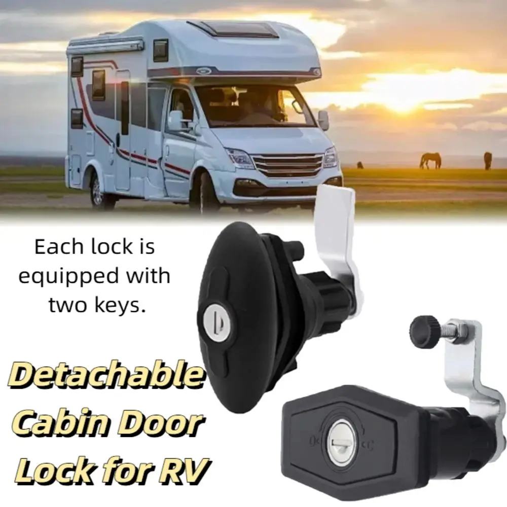 T-Handle Lock RV Cabinet Door Lock Ellipse Model Black Color Caravan Furniture Locks Compression Seal With 2 Keys