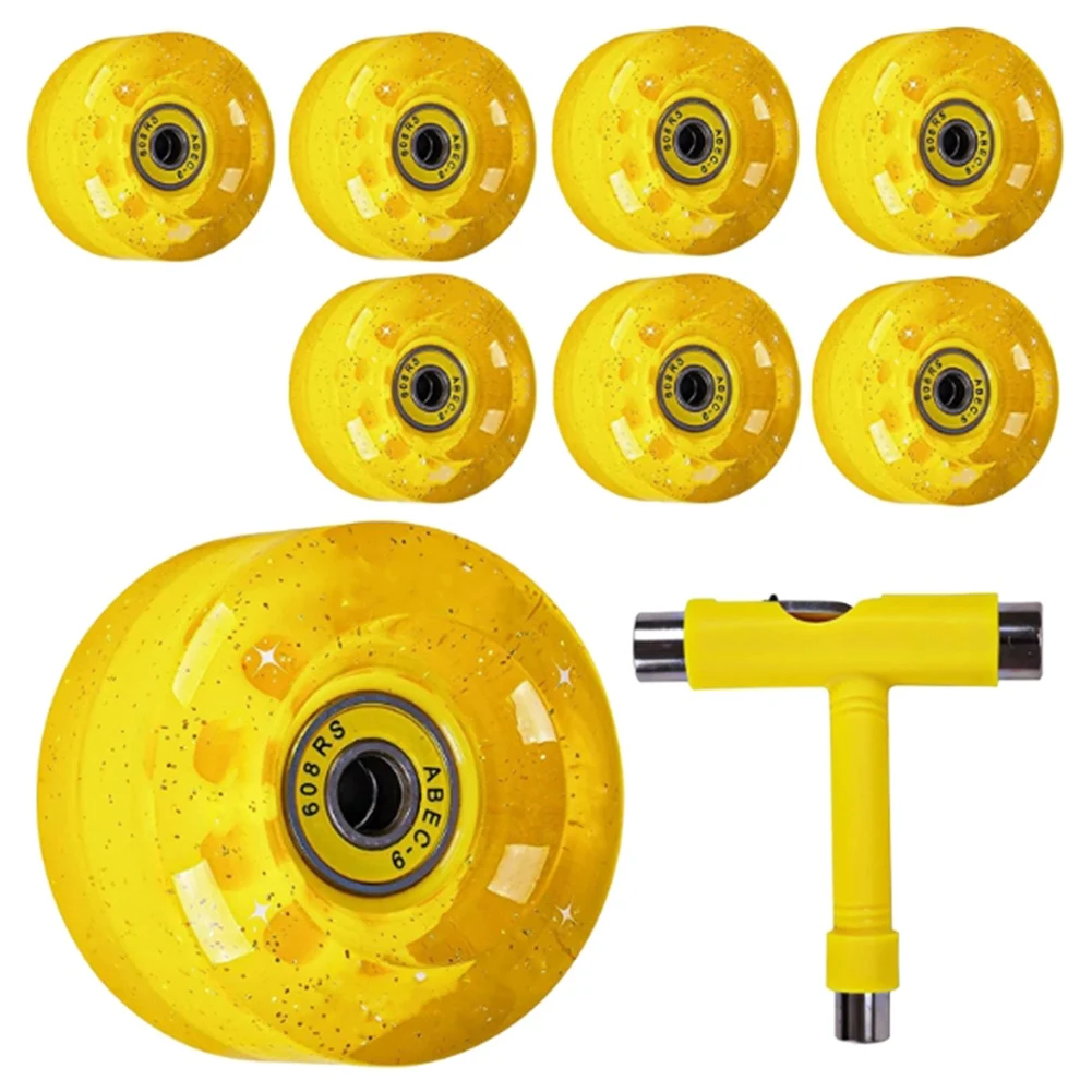 8 Pack 32X58mm,82A Quad Roller Skate Wheels with Bearing,Yellow