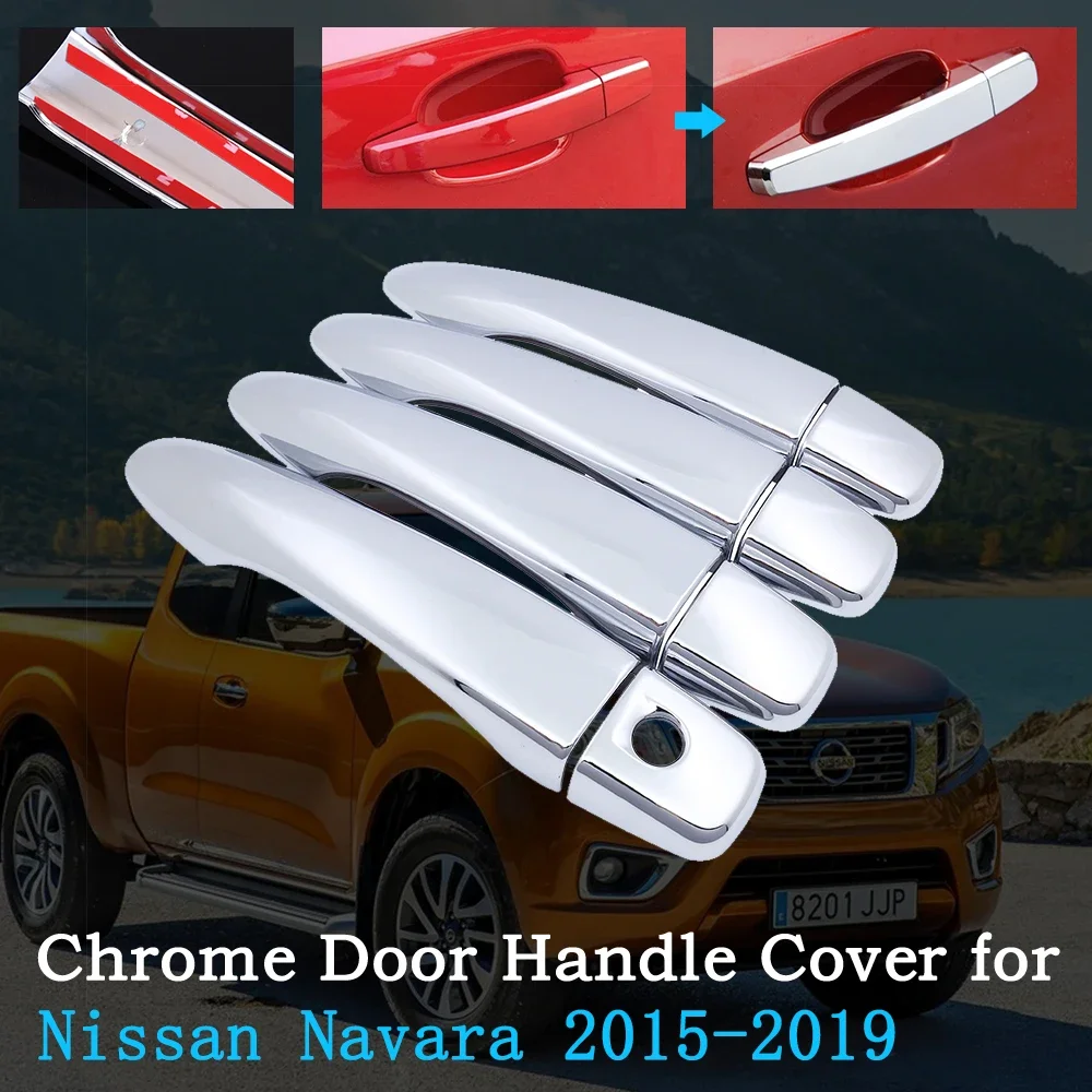 

Chrome Car Door Handle Cover for Nissan Navara NP300 D23 2015~2019 Renault Alaskan Trim Set Exterior Accessories Car Covers 2017