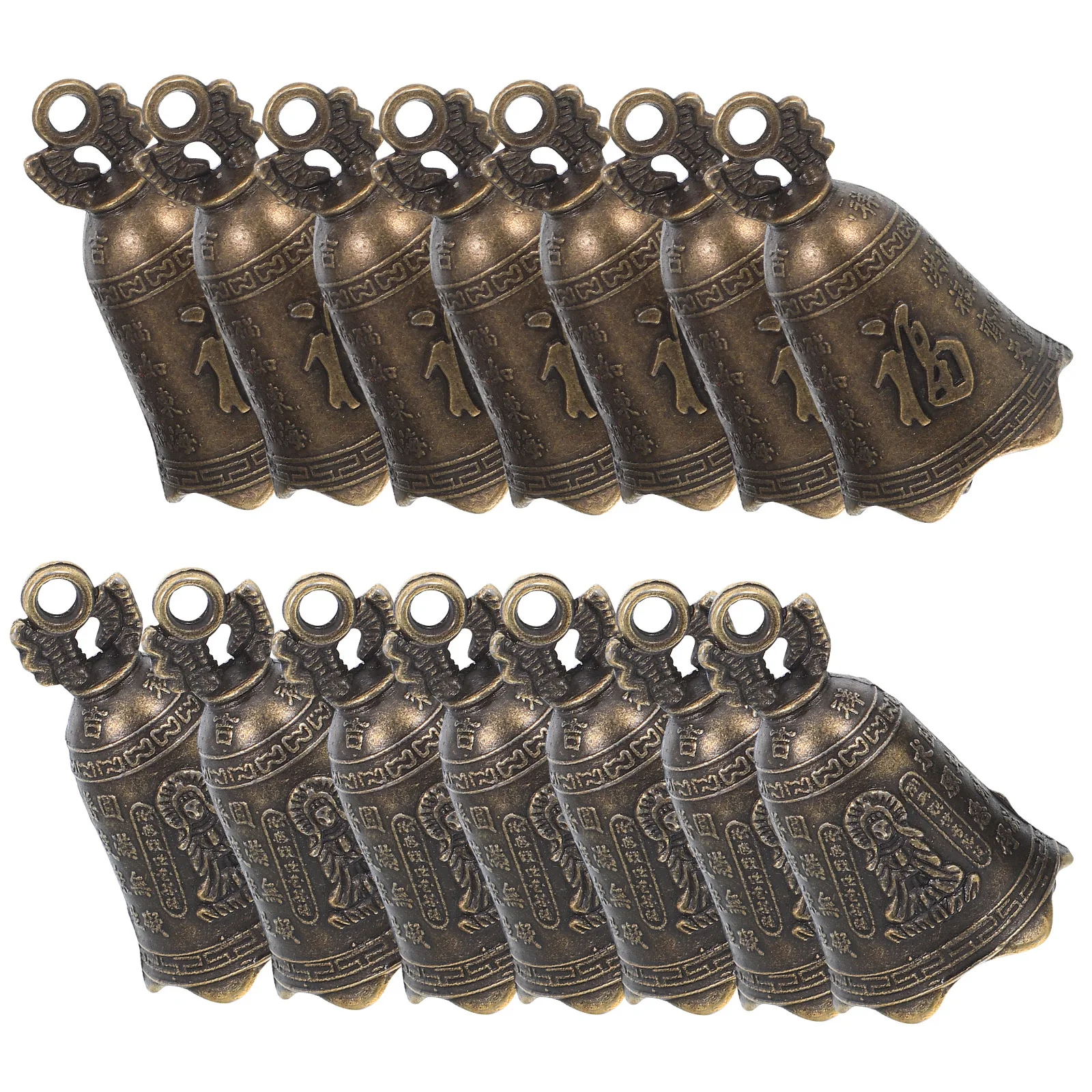 

20Pcs Feng Shui Bells Vintage Chinese Blessing Metal Bells for DIY Home Garden Door Hanging Wind Chimes Car Pet Collar Pendant