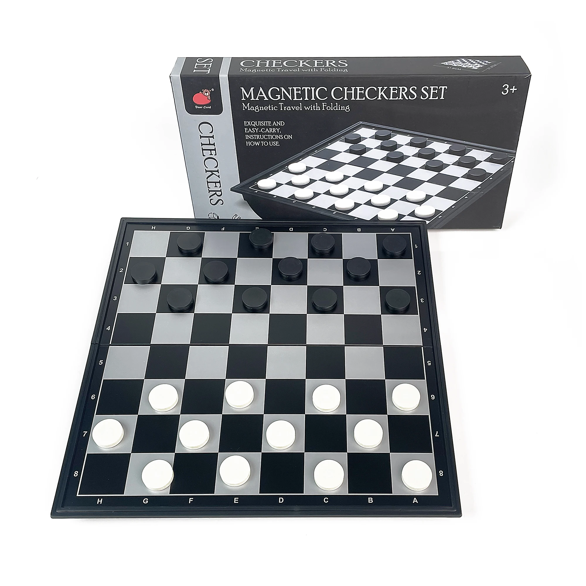 

31.8cm x 31.8cm Foldable Magnetic 64 Grid Checkers Board Game Portable Plastic Tabletop Travel Outdoor Set