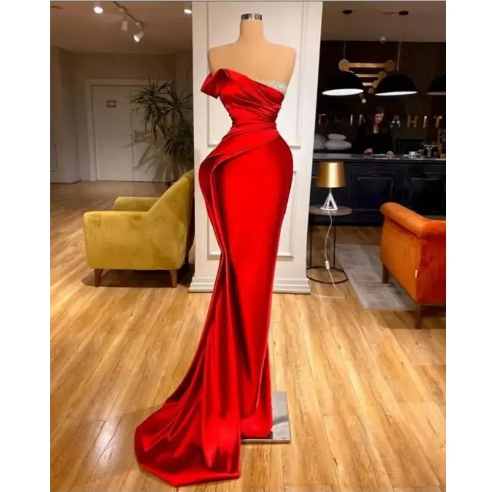 

Vintage Mermaid Evening Dresses For Woman Sexy Red Off The Shoulder Formal Party Prom Dress Wedding Bridal Gown robes de soirée