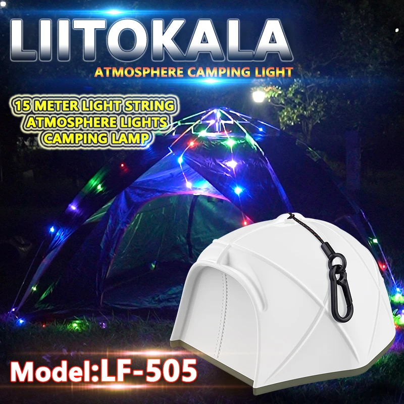 LiitoKala 15 meter LED RGB tent camping light LF-505 Type-C port USB power bank output 18650 4000mAh IP44 waterproof