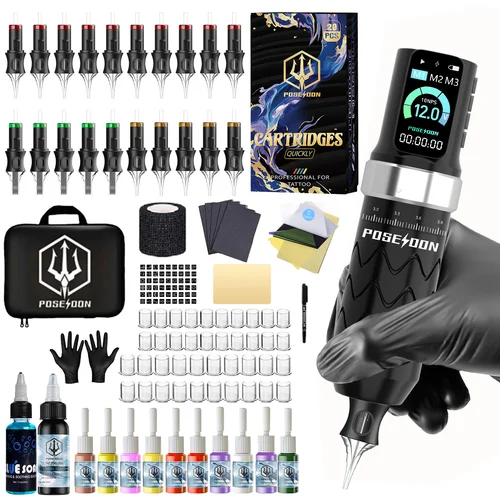 Kit de tatuaje POSEIDON V5, Kit de pluma de tatuaje para maquillaje permanente, Kit de máquina de tatuaje, fuente de alimentación de tatuaje profesional, Kit de pistola de tatuaje