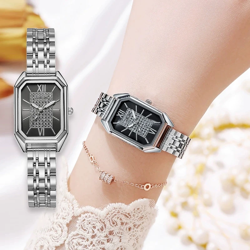 

Роскошные женские модные кварцевые часы, простые весы, квадратные качественные позолоченные женские часы, деловые складные часы из нержавеющей стали