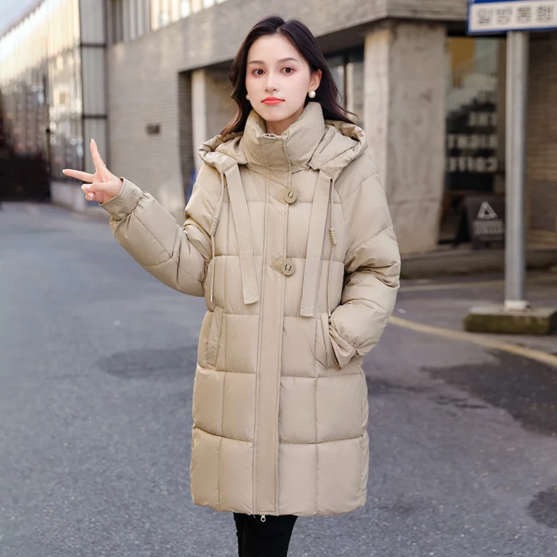2024 New Winter Hooded Parkas Down Cotton Jacket Female Casual Loose Warm Cotton Padded Jackets Parka Outerwear Women Overcoat