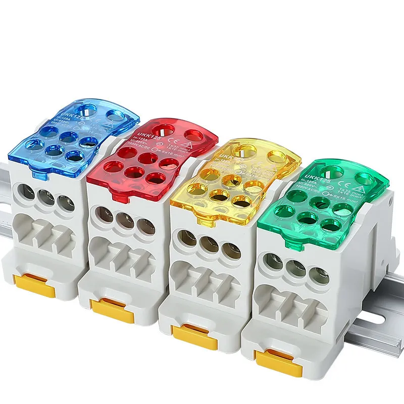 UKK 80A 125A Bloco Terminal Trilho DIN Caixa de Distribuição Estágio Único 1 Entrada Múltiplas Saídas Conector de Fio Alta Corre