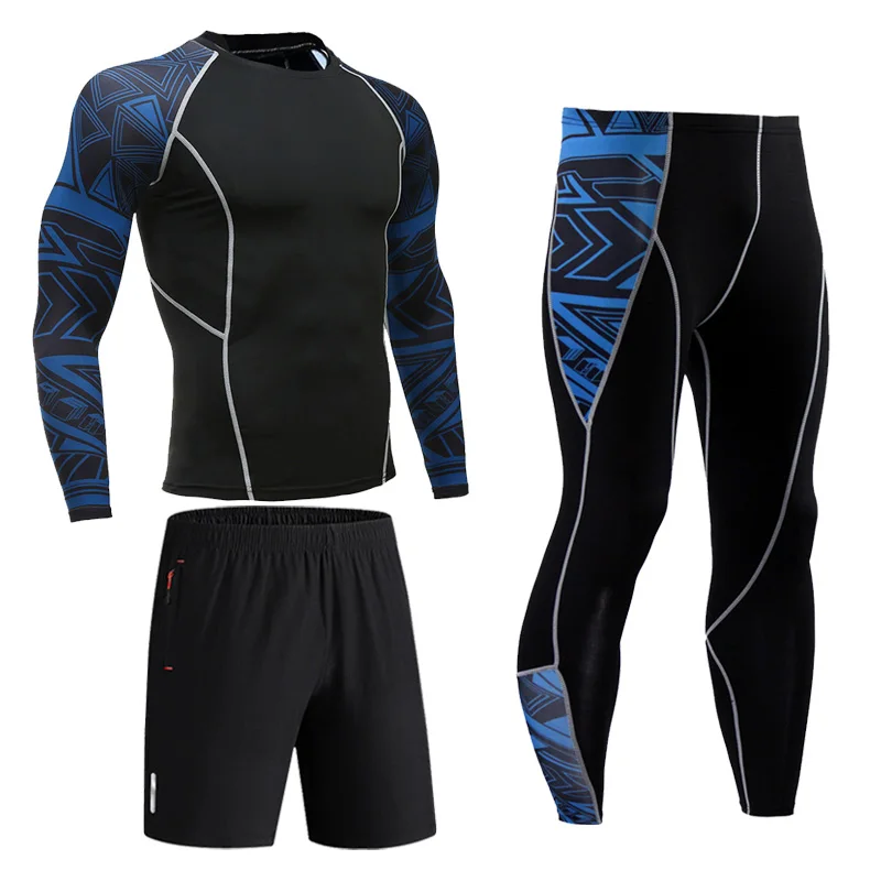 

Sports Compression underwear Men's Fitness 3 in 1 & 2 in 1 Workout Set rashguard Men Sportswear Sport Tight Full Man Tracksuit