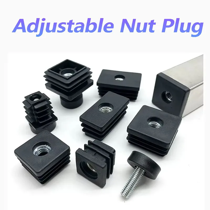 Black long/round plastic furniture leg pipe holes plug nut holes blanking end caps cover chair leg furniture leveling feet