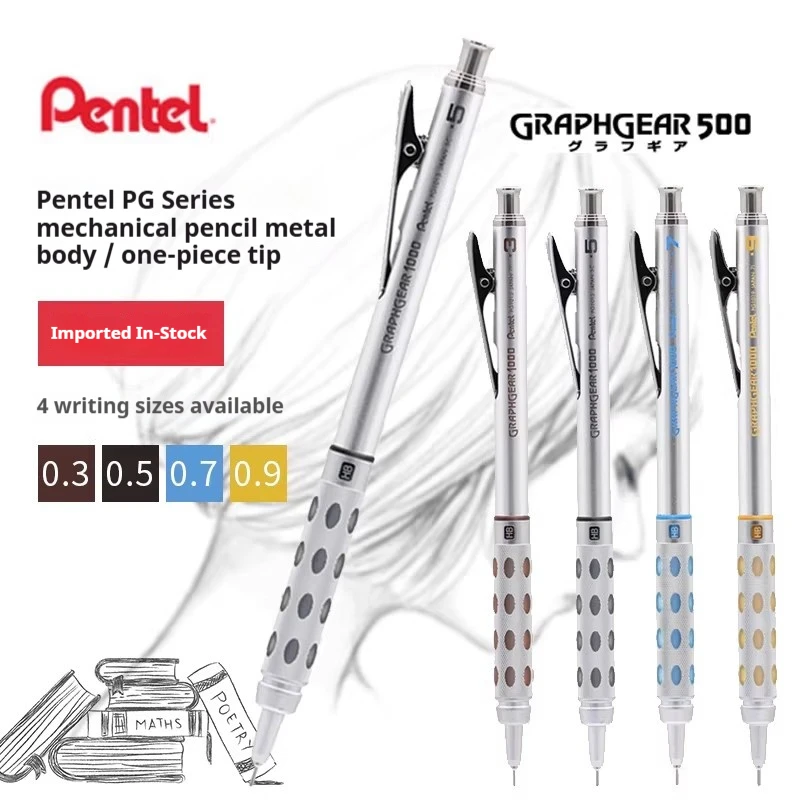Pentel PG1000 Full Metal Mechanical Pencil,0.3/0.5/0.7/0.9mm Low-Center Gravity Drafting Pencil in 4 Lead Sizes Ultimate Control