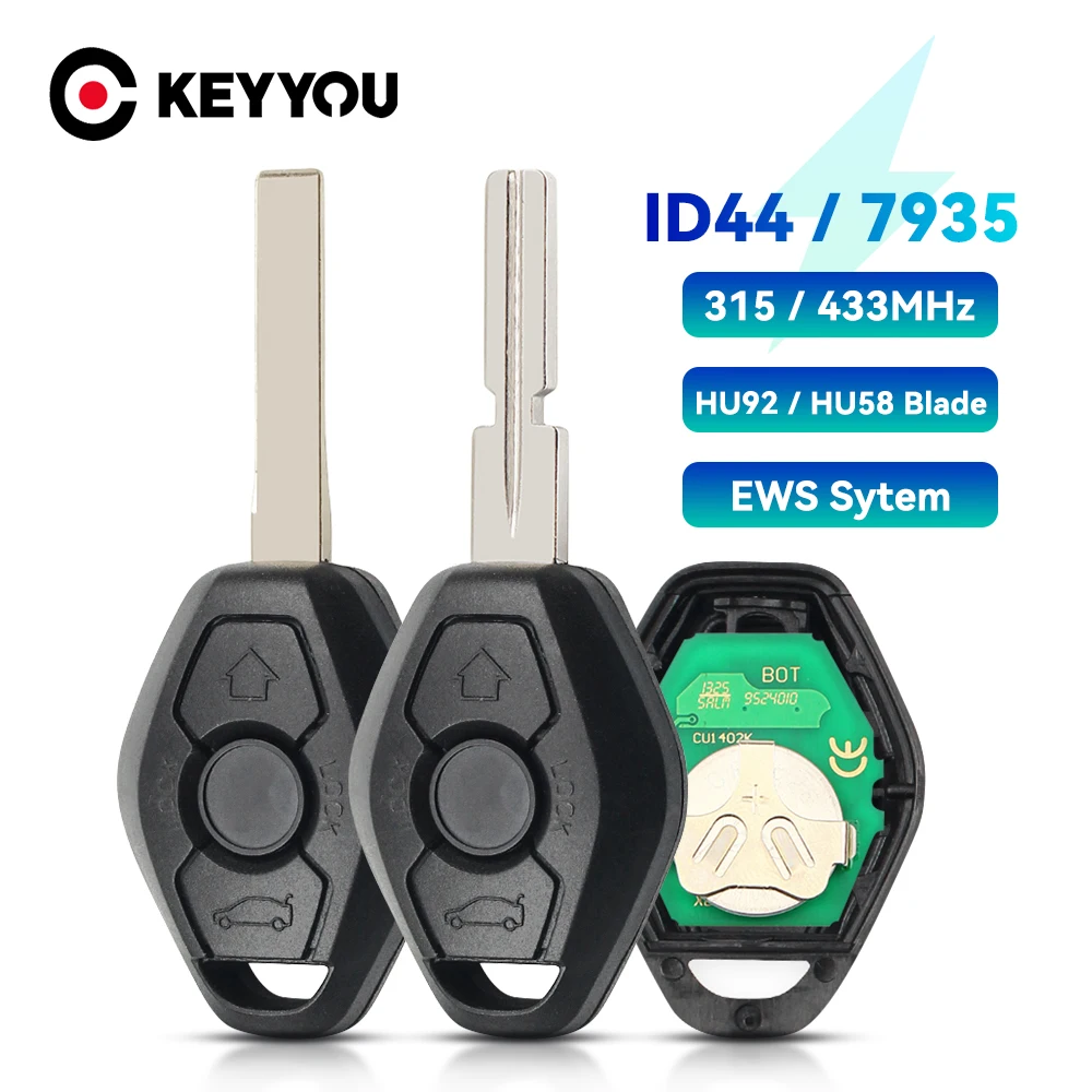 

KEYYOU 3 кнопки дистанционный Автомобильный ключ для BMW X3 X5 Z3 Z4 E38 E39 E46 1/3/5/7 серии EWS система ID44 чип БЕСКЛЮЧЕВОЙ вход передатчик