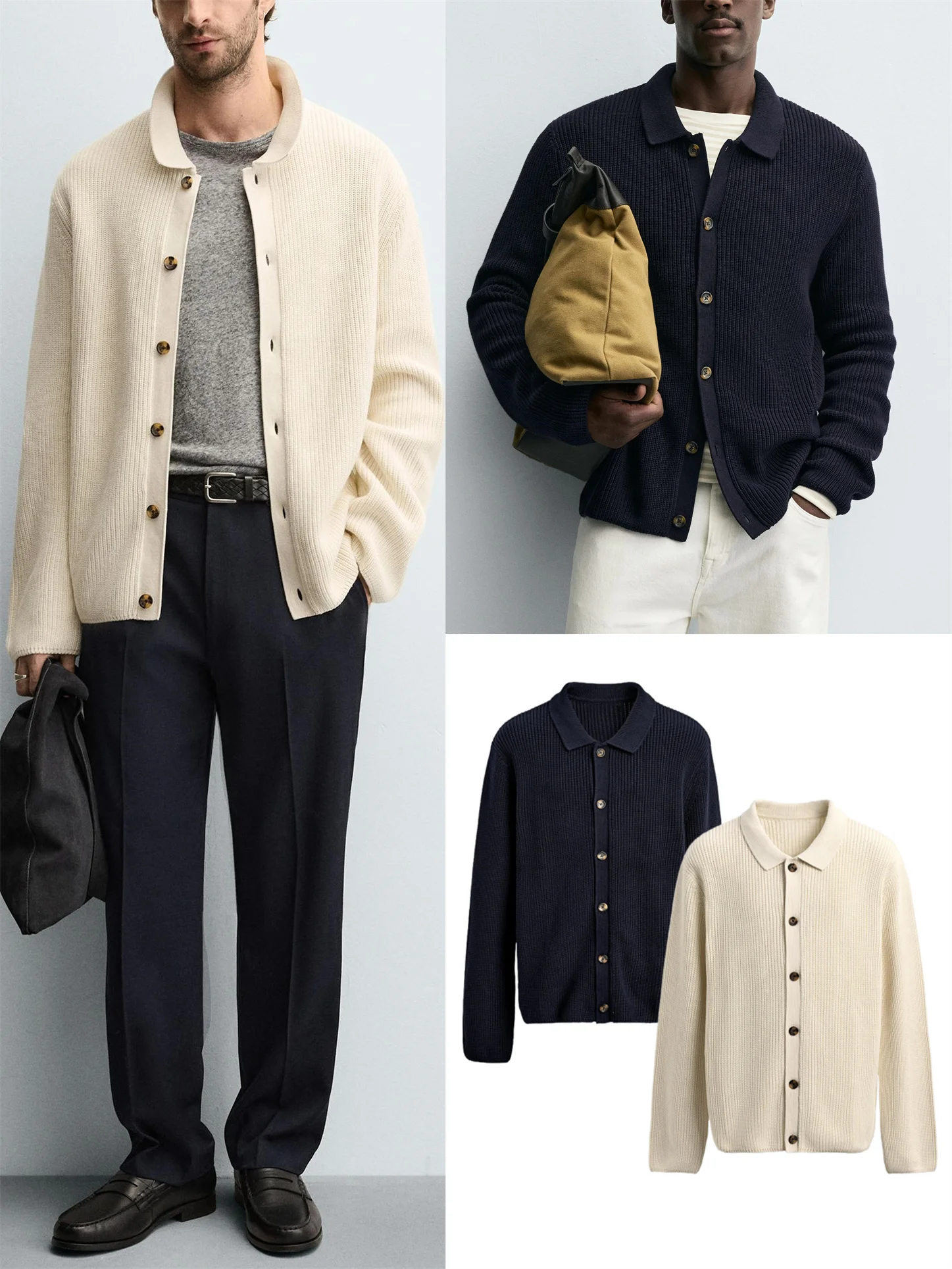 

Faionable Cotton Knitted Men's Jaet Straight Tube Ribbed New Arrival Autumn 2025 Casual Chic Button up Long Sve