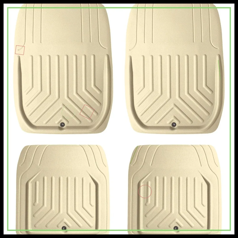 

Universal Fit Faux Leather Deep Dish Floor Mats, Beige, Set of 4, Trim-to-Fit for Sedan SUV Truck