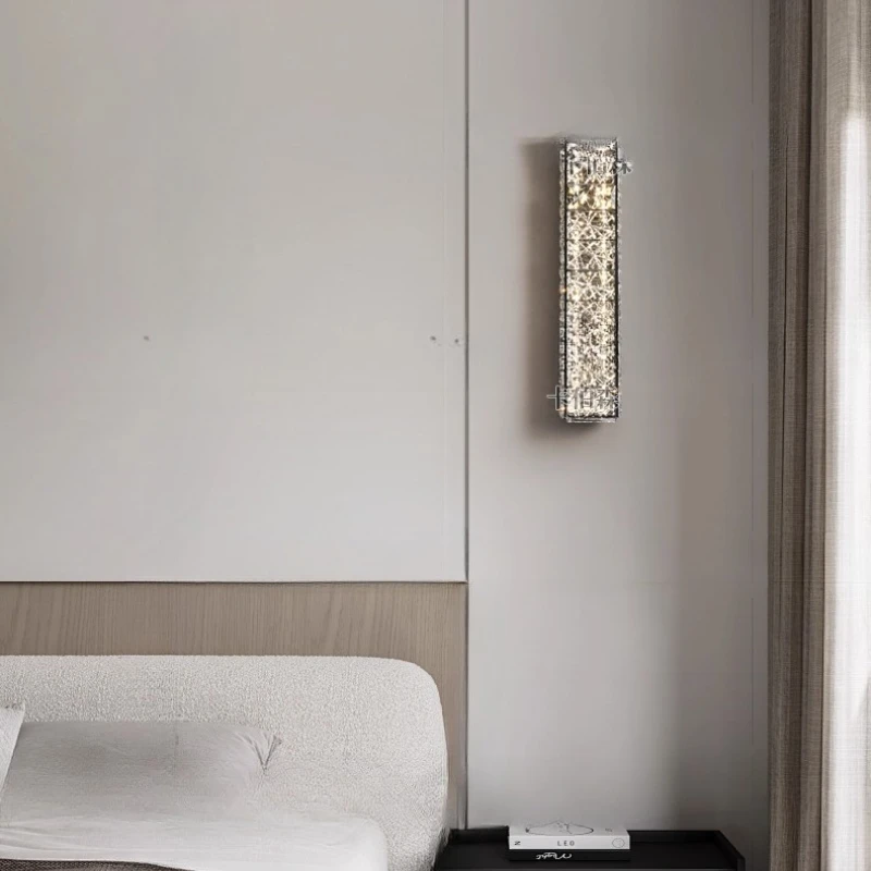 

Italian minimalist crystal wall lamp light luxury living room background wall villa hotel corridor aisle room bedroom bedside