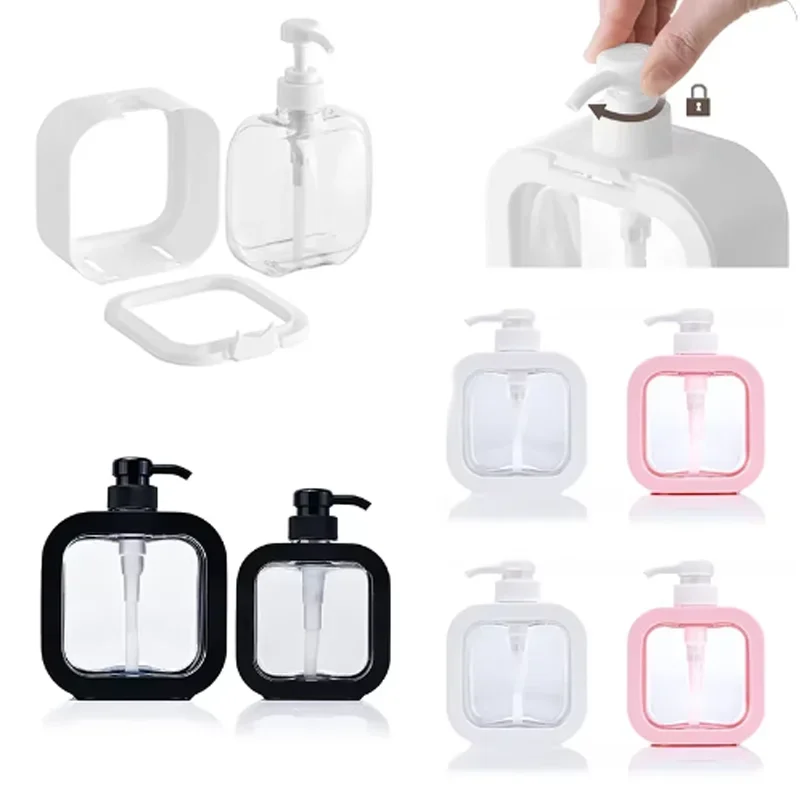 5Pcs 300ml/500ml Press Clear Hand Sanitizer Plastic Bottle Shampoo Body Wash Empty Bottle Large Capacity Travel Lotion Dispenser