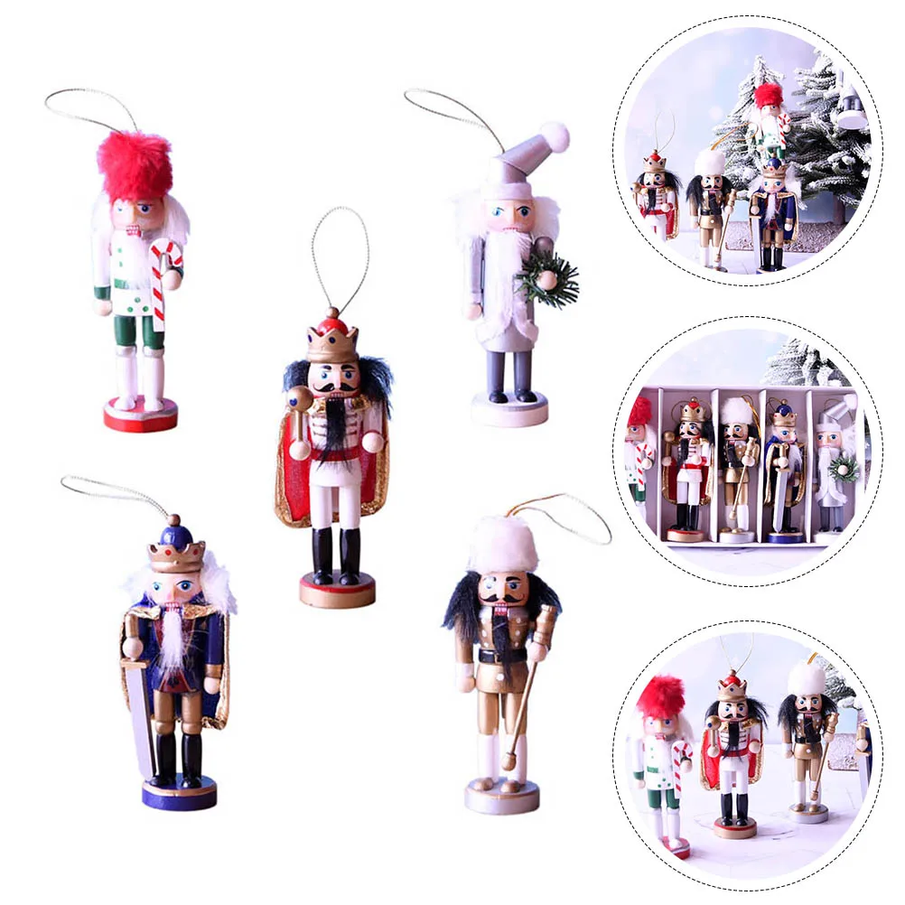 

5pcs Colorful Nutcracker Ornaments Xmas Wooden Puppet Adornments Festive Desktop Decor Christmas Scene Decoration Premium Craft