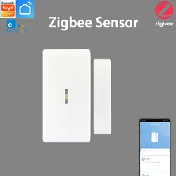 ZigBee Tuya inteligentne drzwi/czujnik na okno Alarm, detektor otwierania/zamykania drzwi, kompatybilny z Alexa,Ewelink Hub.