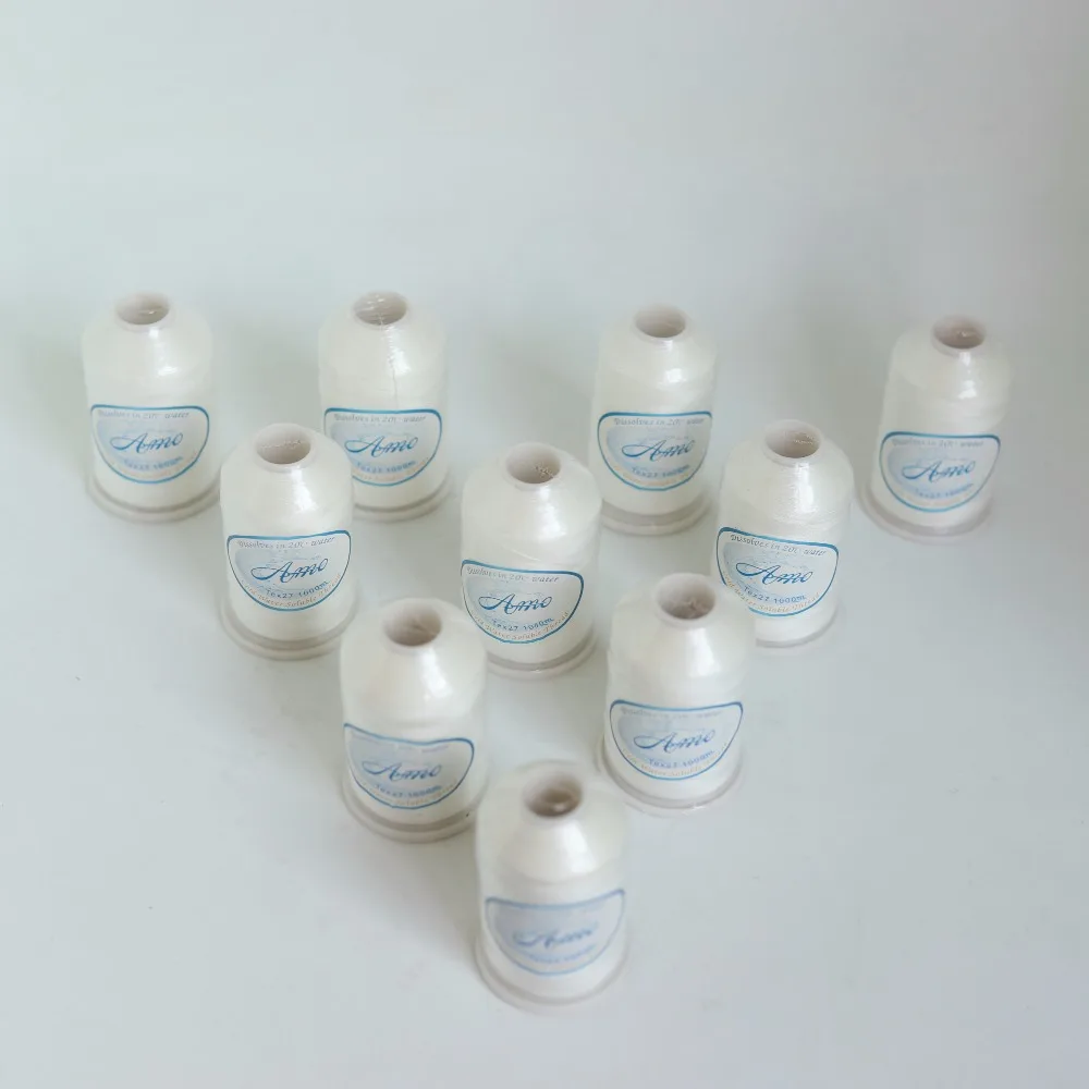 1000-метровая тексту 27, растворимая швейная нить из ПВА для холодной воды, 20C, умываемая, исчезающая, дополнительная для квилтинга, промывка 40S/2 белая