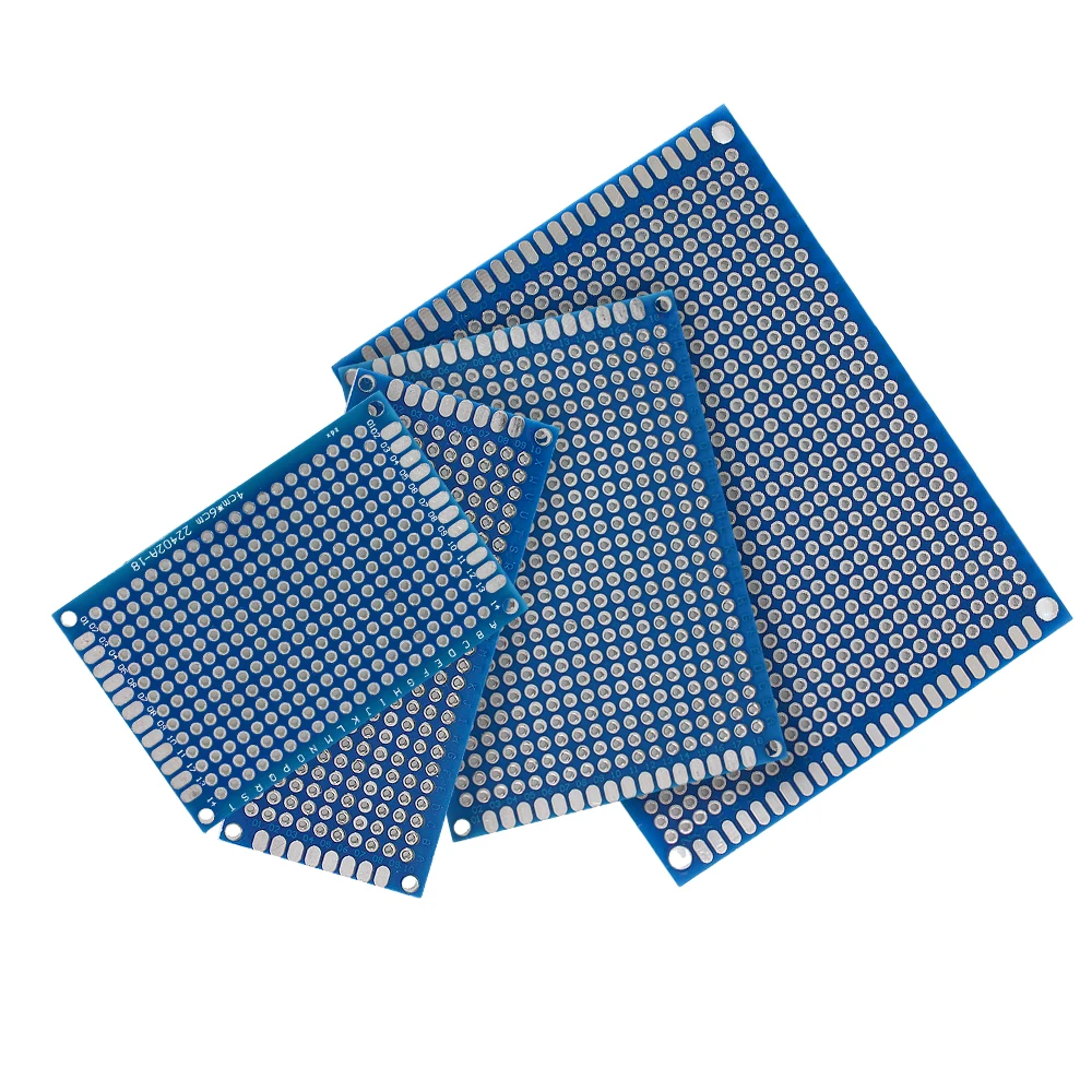 18PCS Prototype PCB Board Kit in Multiple Dimensions 3x7 4x6 5x7 7x9cm Blue Double Sided Board, for Electronics Projects DIY Kit