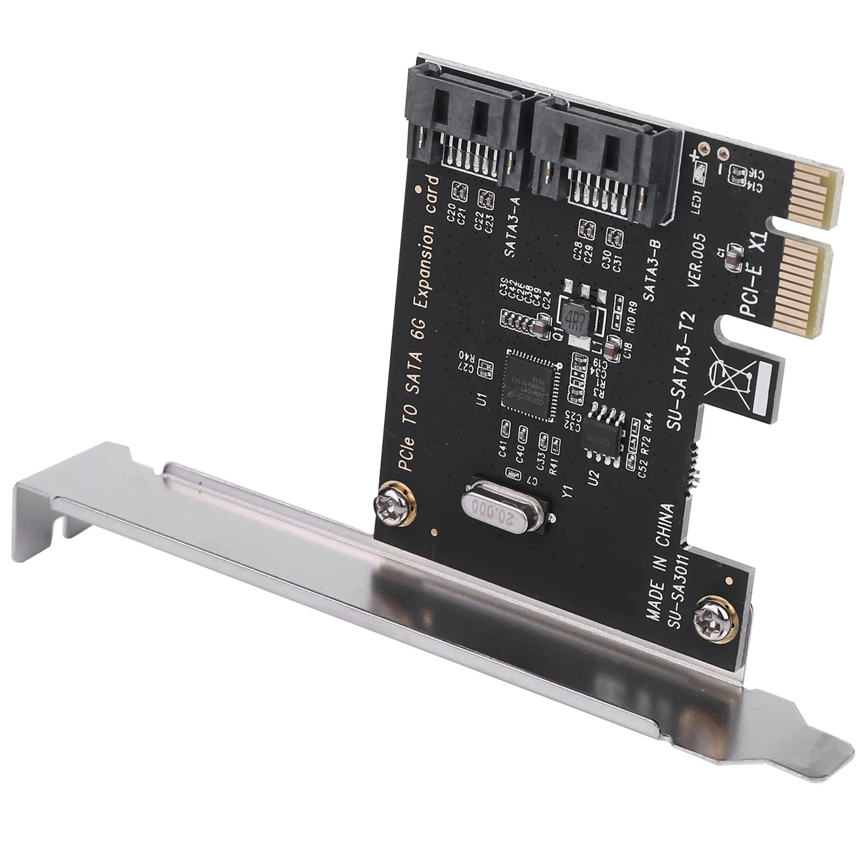 Solid 5X Pcie PCI Express To SATA3.0 2-Port SATA III 6G Expansion Controller Card Adapter
