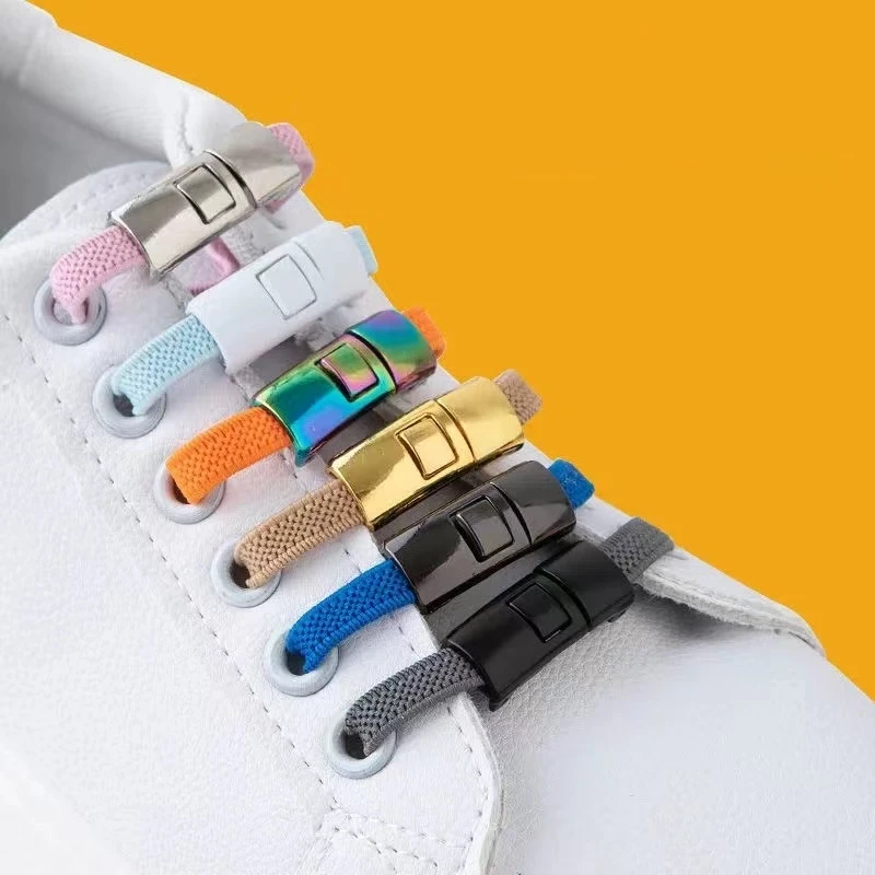 New Cross Lock Shoelaces Without ties Rainbow Elastic Laces Sneakers Kids Adult No Tie Shoe laces 8MM Width Flat Boots Shoelace image 4