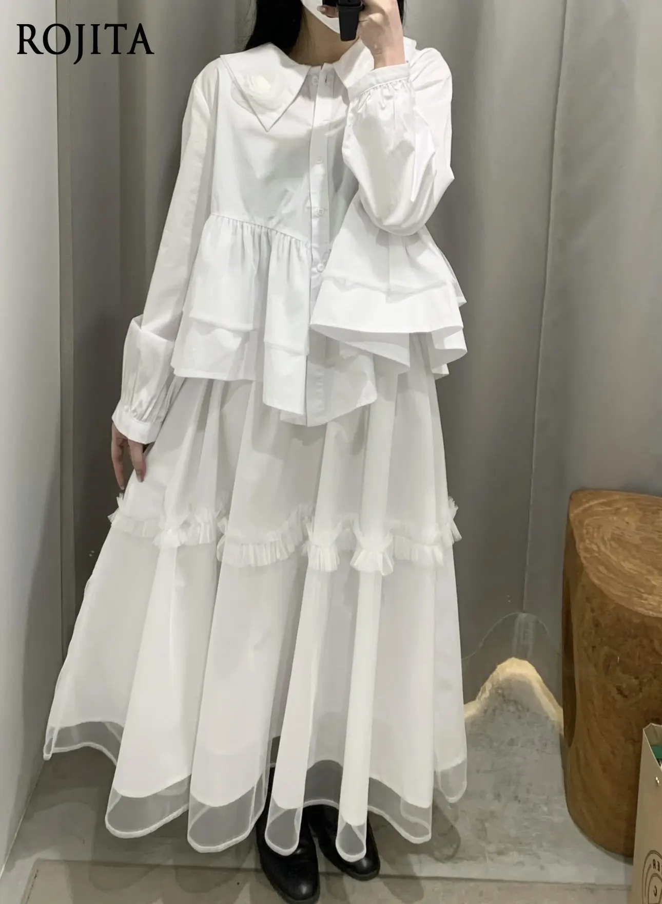 

Sheer Tulle Umbrella Skirt Half Skirt 2026 Spring New Commuting Style Loose Ruffle Skirt