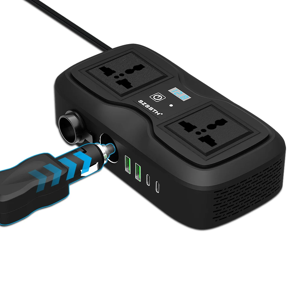 Hot Selling 200W Dc 12v to Ac 110v 220v 200 Watt Car Power Inverter with 2 Usb Universal Socket