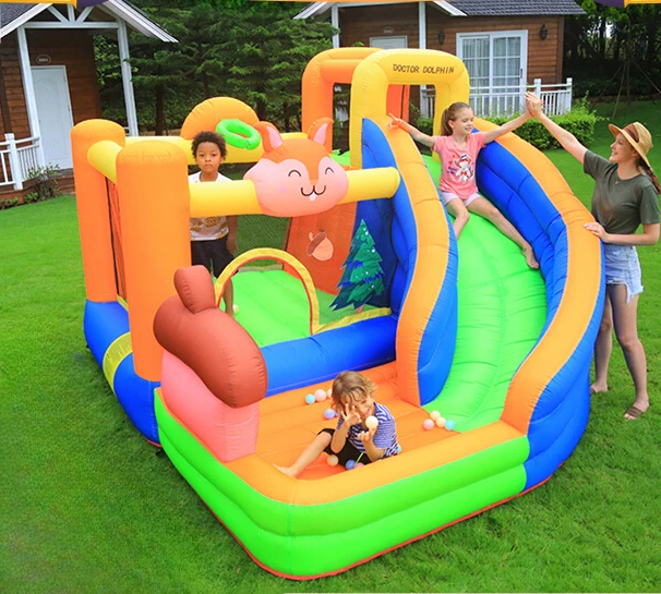 

Dr. Guinea Squirrel Bouncy Castle Indoor Small Home Baby Kids Trampoline Slide Home Edition Naughty Castle