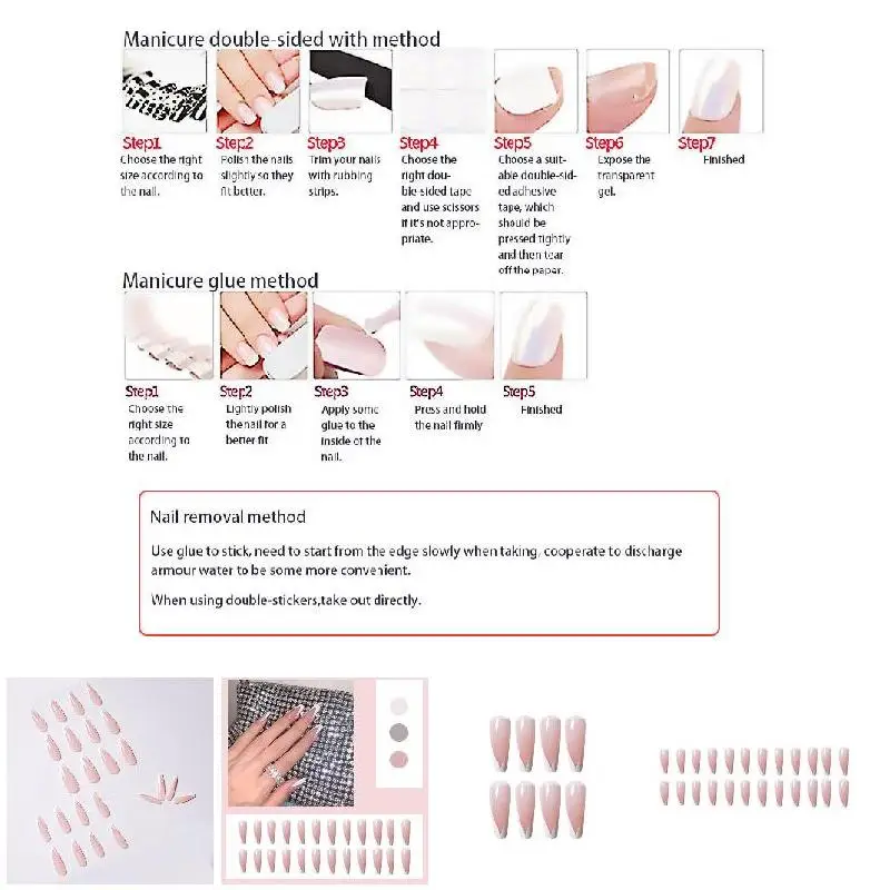 White French Style Artificial Nails Durable False Artificial Nails For Finger Nail DIY At-Home