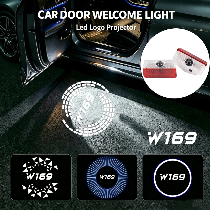 2PCS LED Car Door Welcome Ghost Shadow Courtesy Emblem Projector Lamps for Mercedes Benz A Class W169 2004‑2011 Auto Accessories
